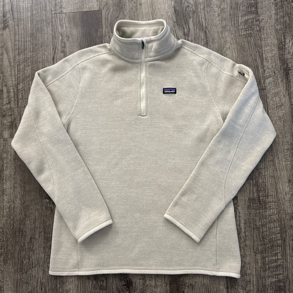 Patagonia Better Sweater 1/4 Quarter Zip Pullover Jacket Logo Cream Ivory
